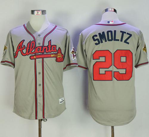 Mitchell And Ness 1995 Braves #29 John Smoltz Grey Throwback Stitched MLB Jersey